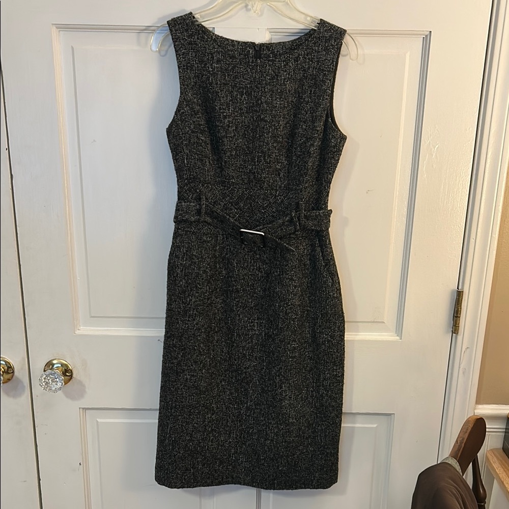 Banana Republic belted black tweed dress 0